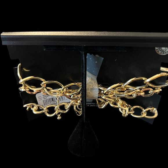 Ashley Stewart Trio Anklet Set  Gold-Tone Chains & Rhinestone Cross Festival - Picture 5 of 5